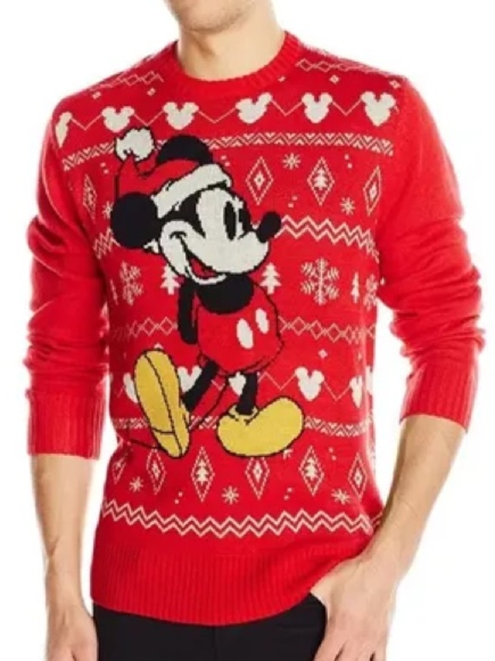 Disney Mikey Mouse Christmas Holiday Red Sweater XL